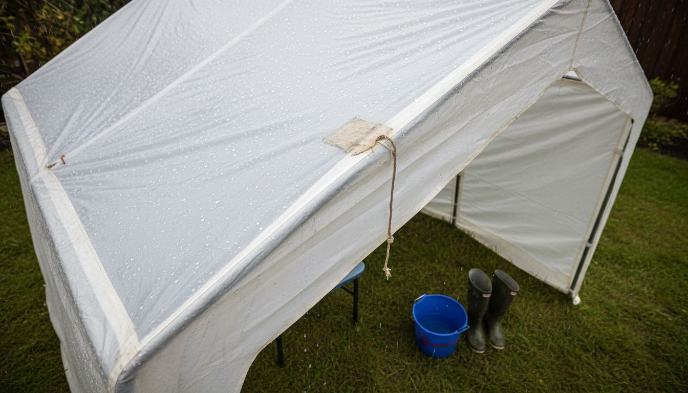 Detailopname van het waterdichte PVC tentdoek