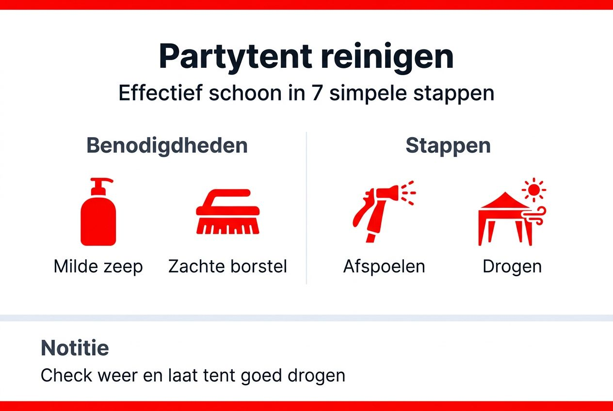 Stappenplan: zo maak je je partytent weer helemaal schoon (infographic)