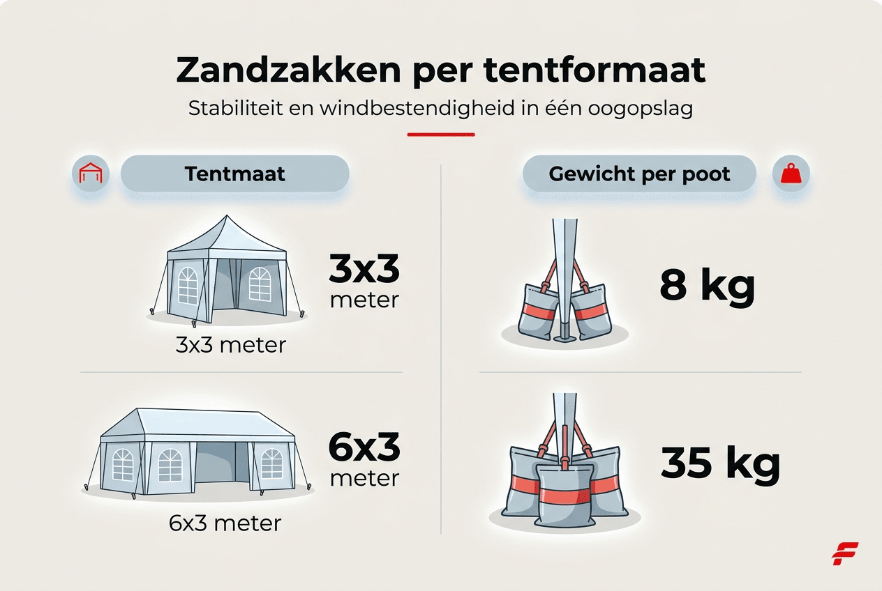 Infographic: zandzakken voor extra stevigheid van je tent