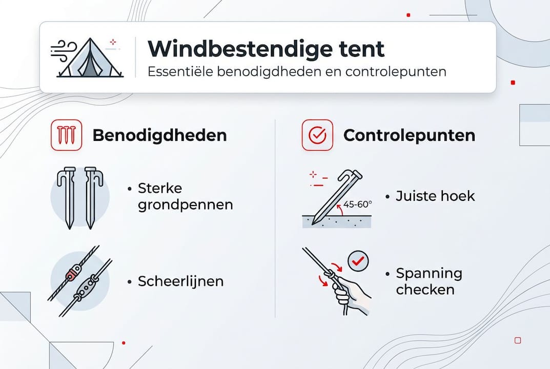Infographic: zo zorg je dat je tent stevig staat bij harde wind