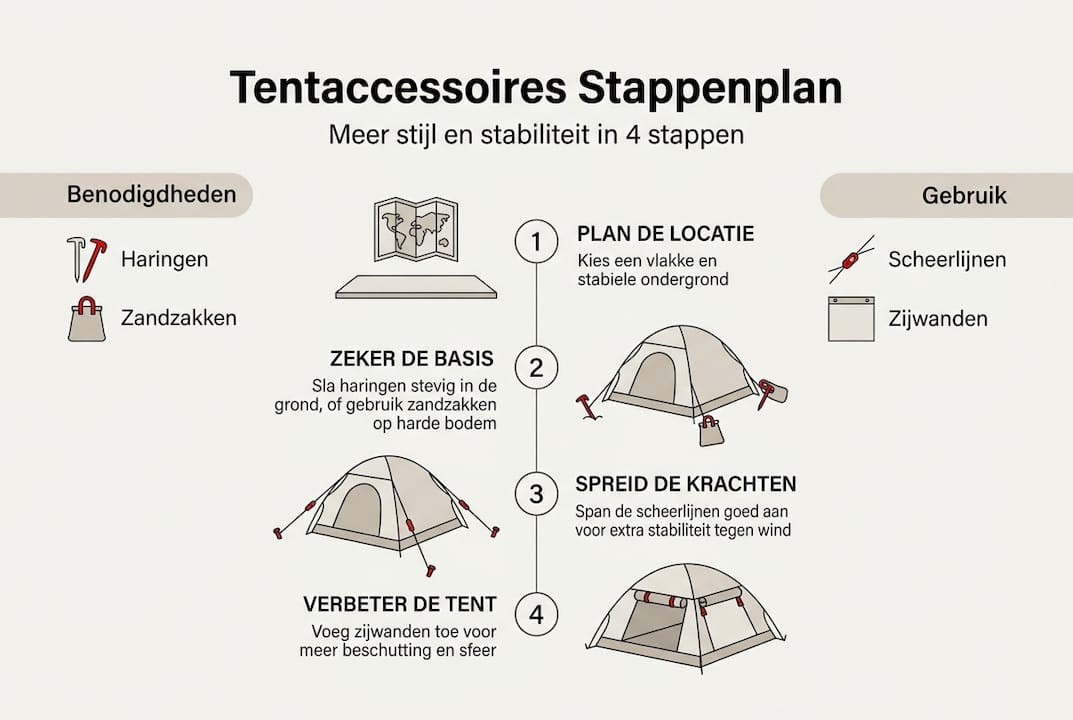 Overzicht: handige accessoires en stappen voor je tent