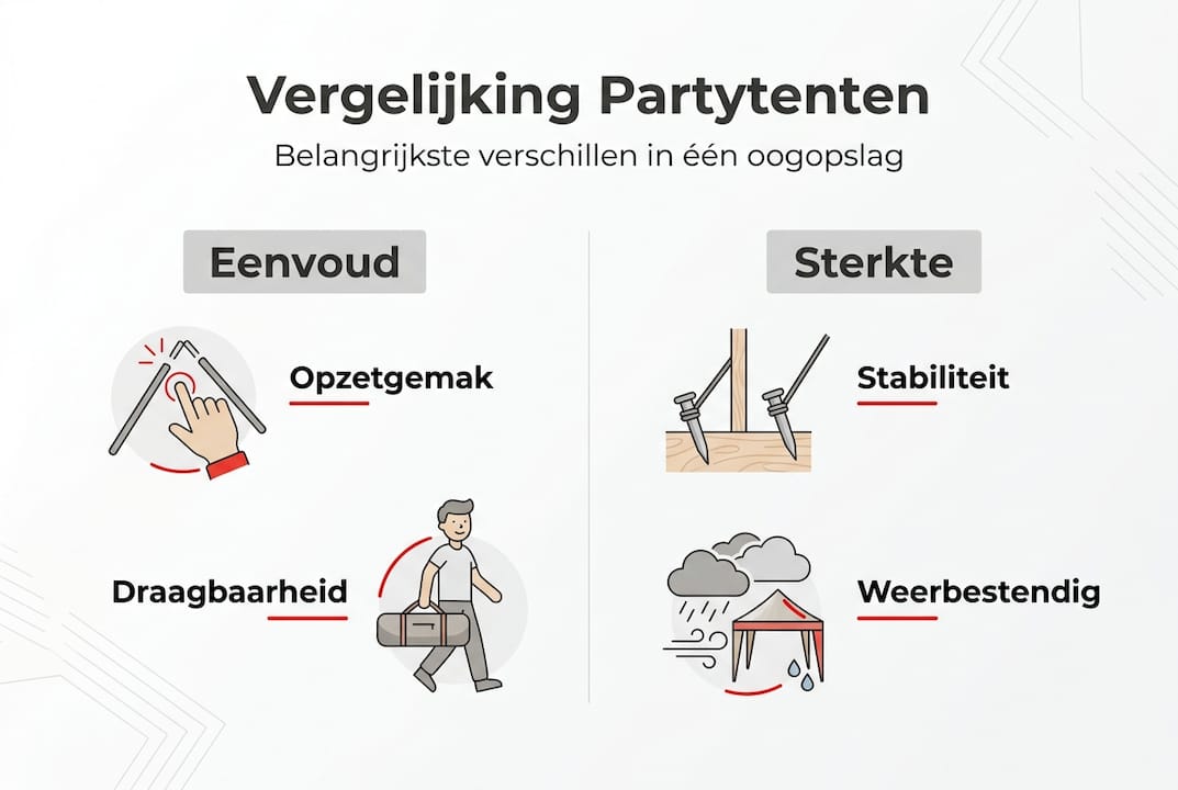 In één oogopslag: de belangrijkste verschillen tussen partytenten