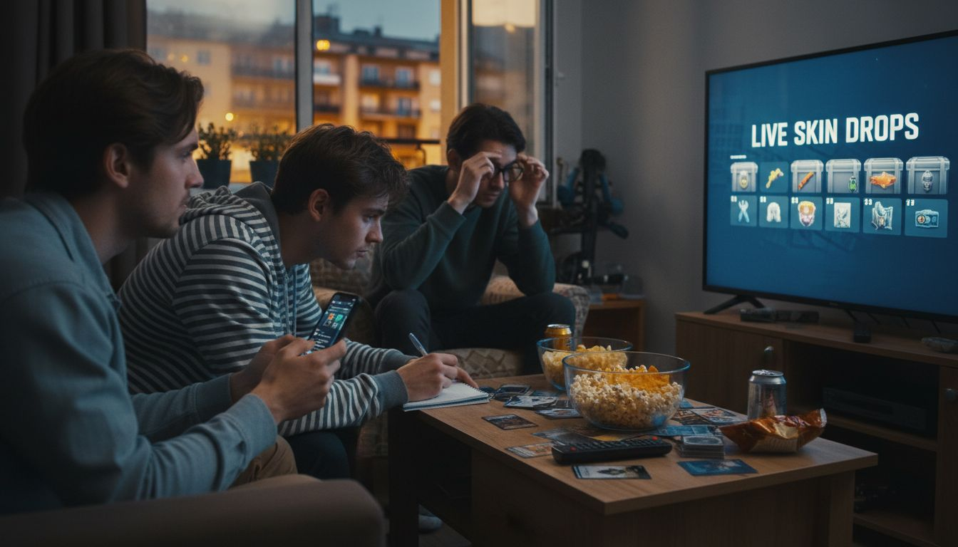 Friends watching live skin battle drops