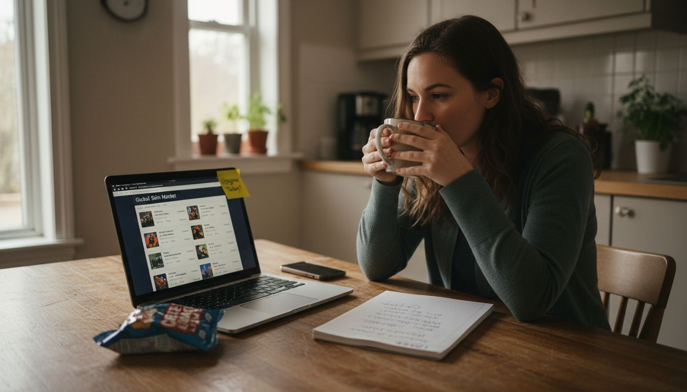 Woman tracking budget skin value upgrades