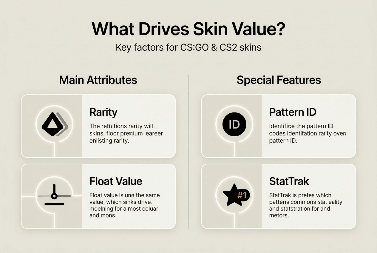 Infographic with key CS:GO skin value factors