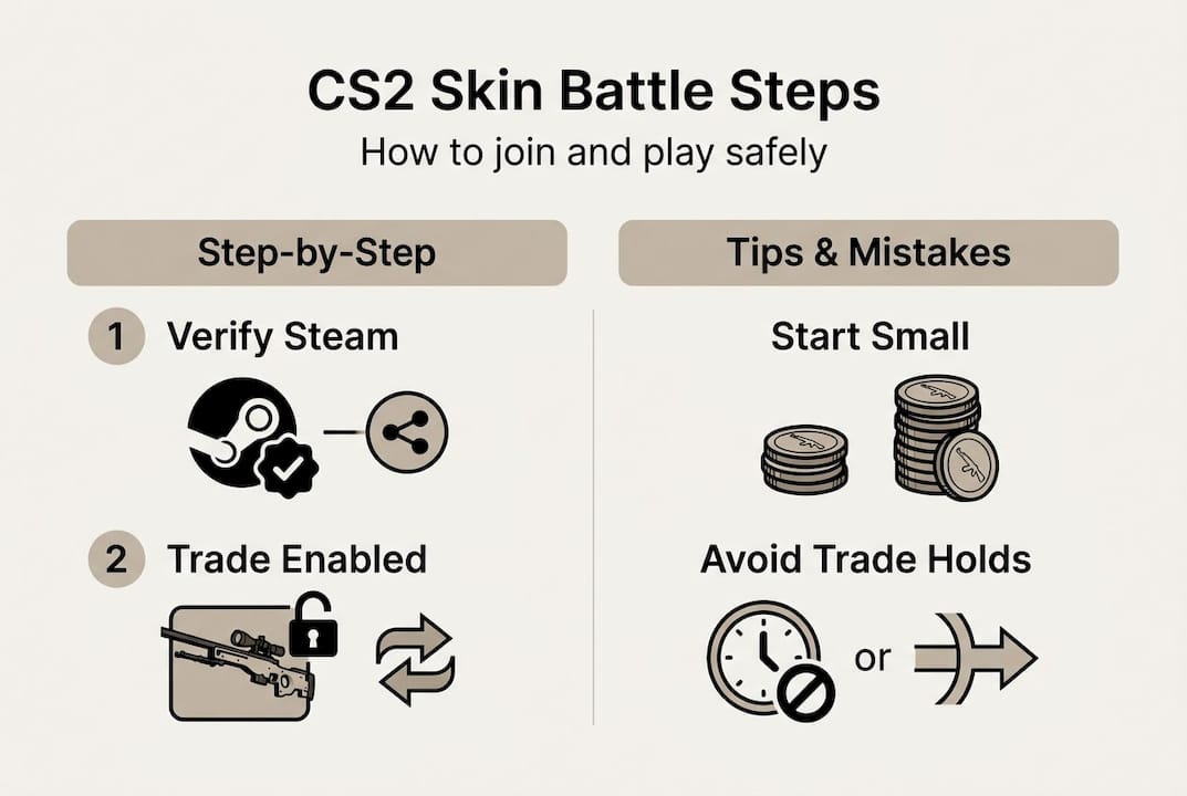 Infographic with skin battle steps and tips