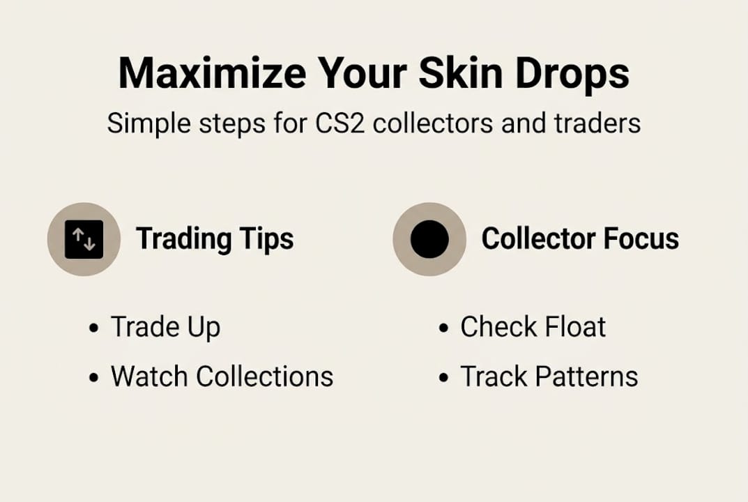 Infographic outlining CS2 skin drop strategies