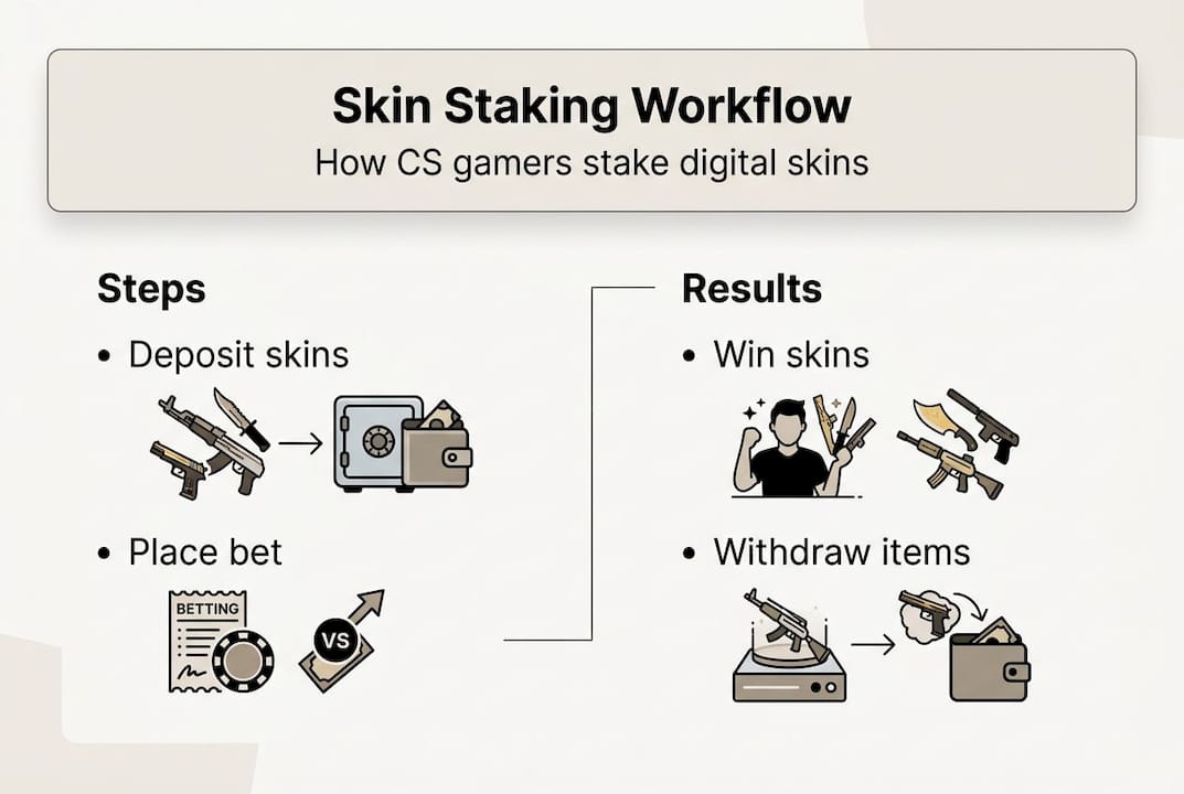 Infographic of CS skin staking workflow