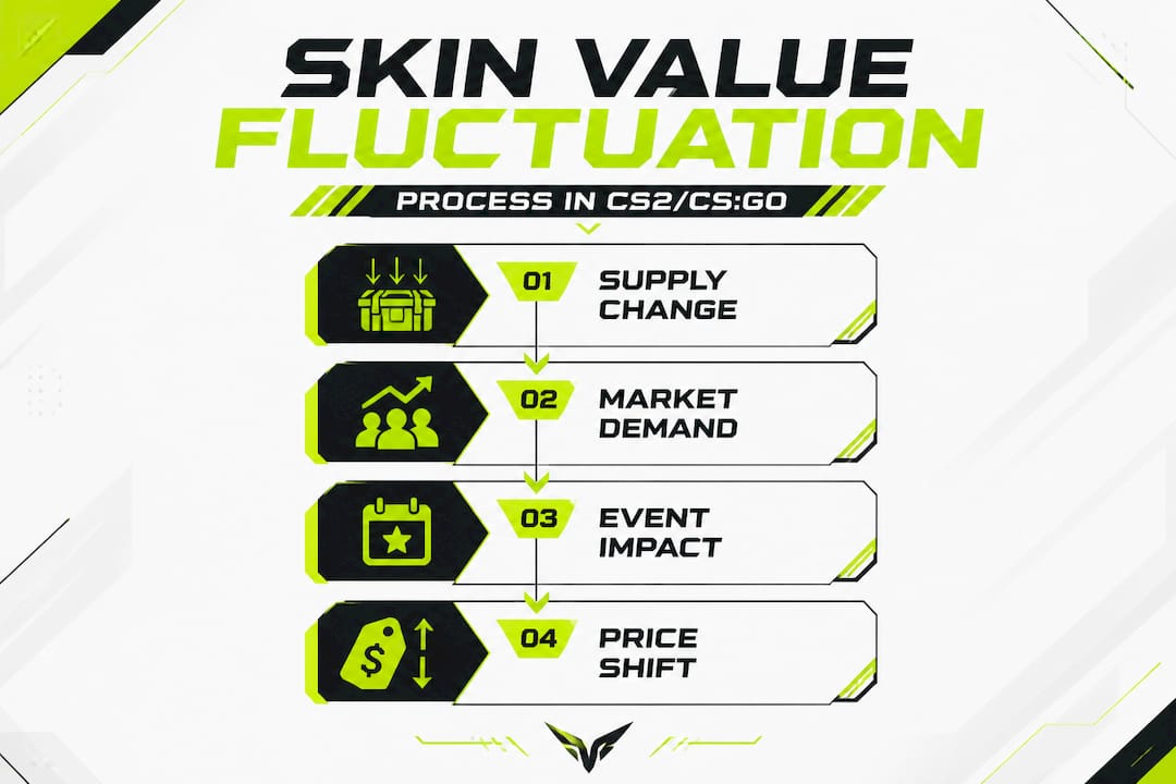 Infographic steps of skin value fluctuation process
