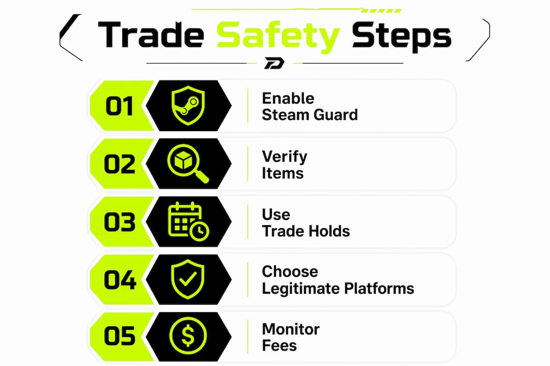 Infographic illustrating key trade safety steps