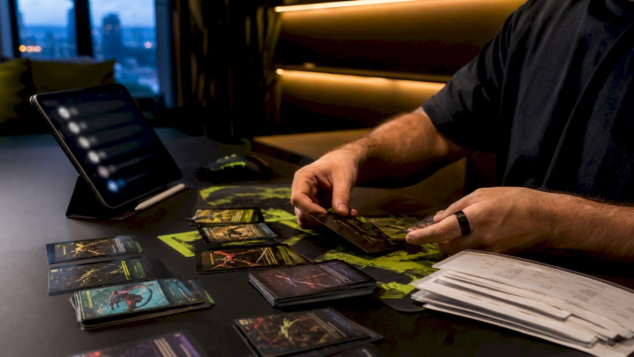 Collector organizing CS2 skin trading documents