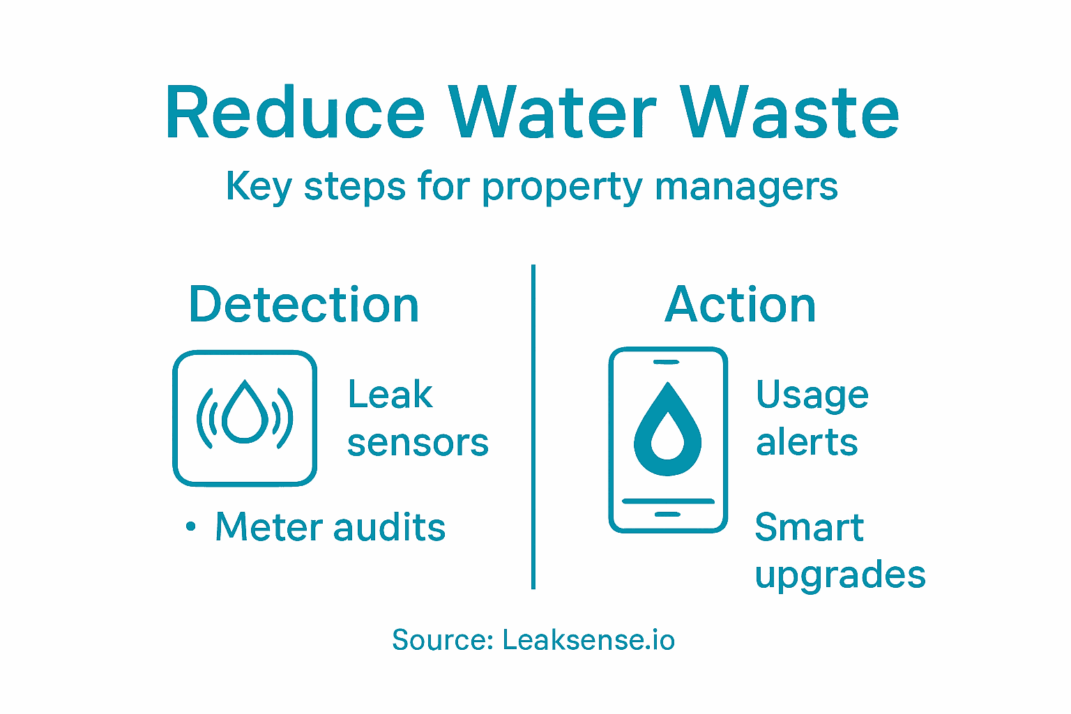 Infographic summarizing water waste reduction steps