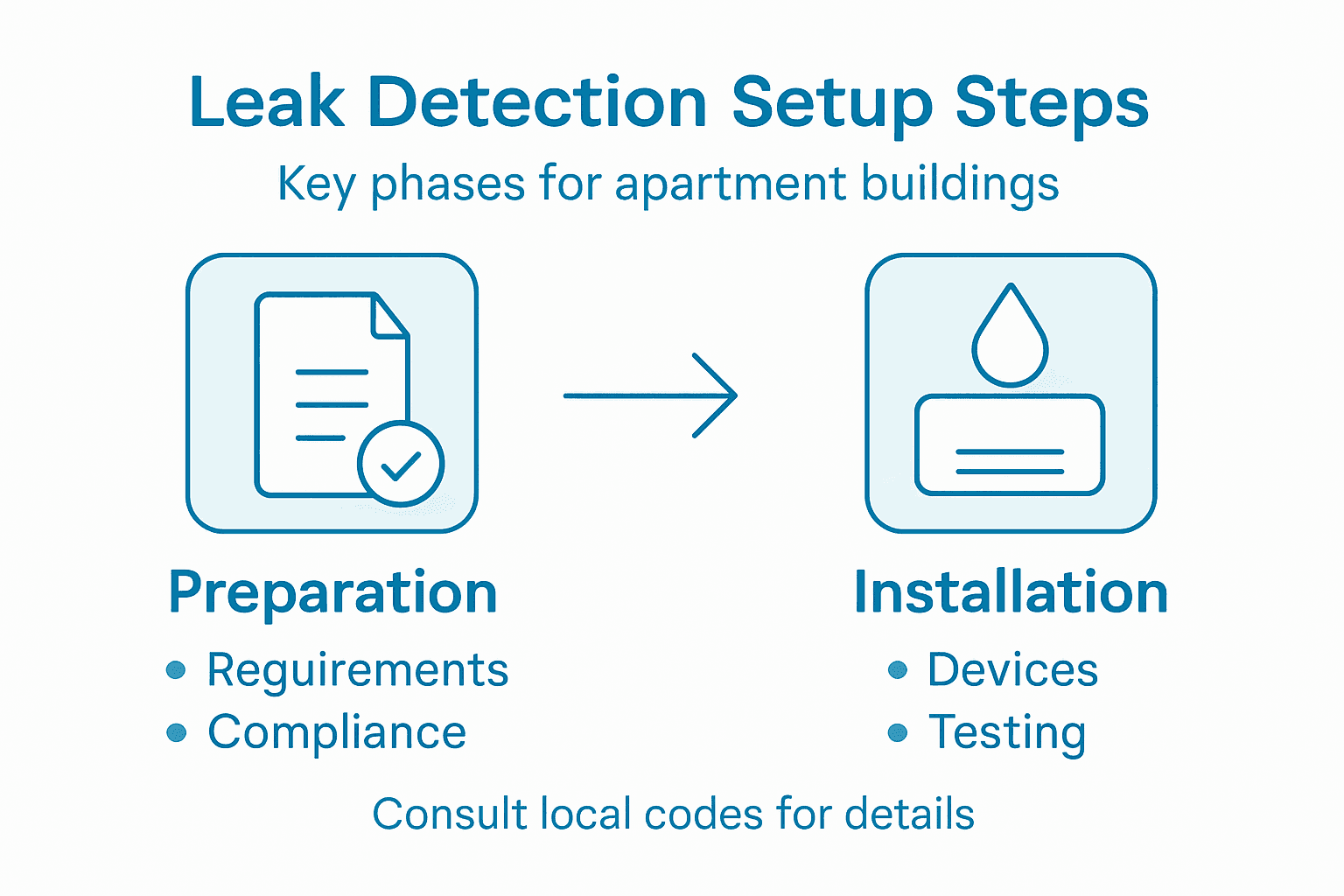 Infographic summarizing leak detection setup process