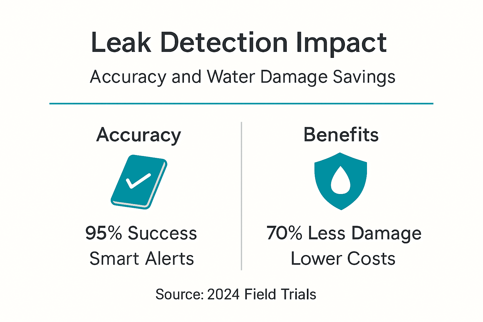 Infographic showing leak detection accuracy and benefits
