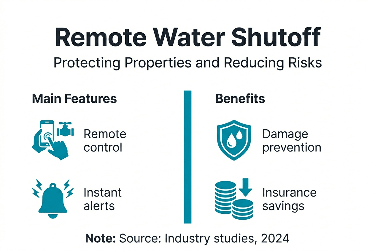 Infographic showing water shutoff features and benefits