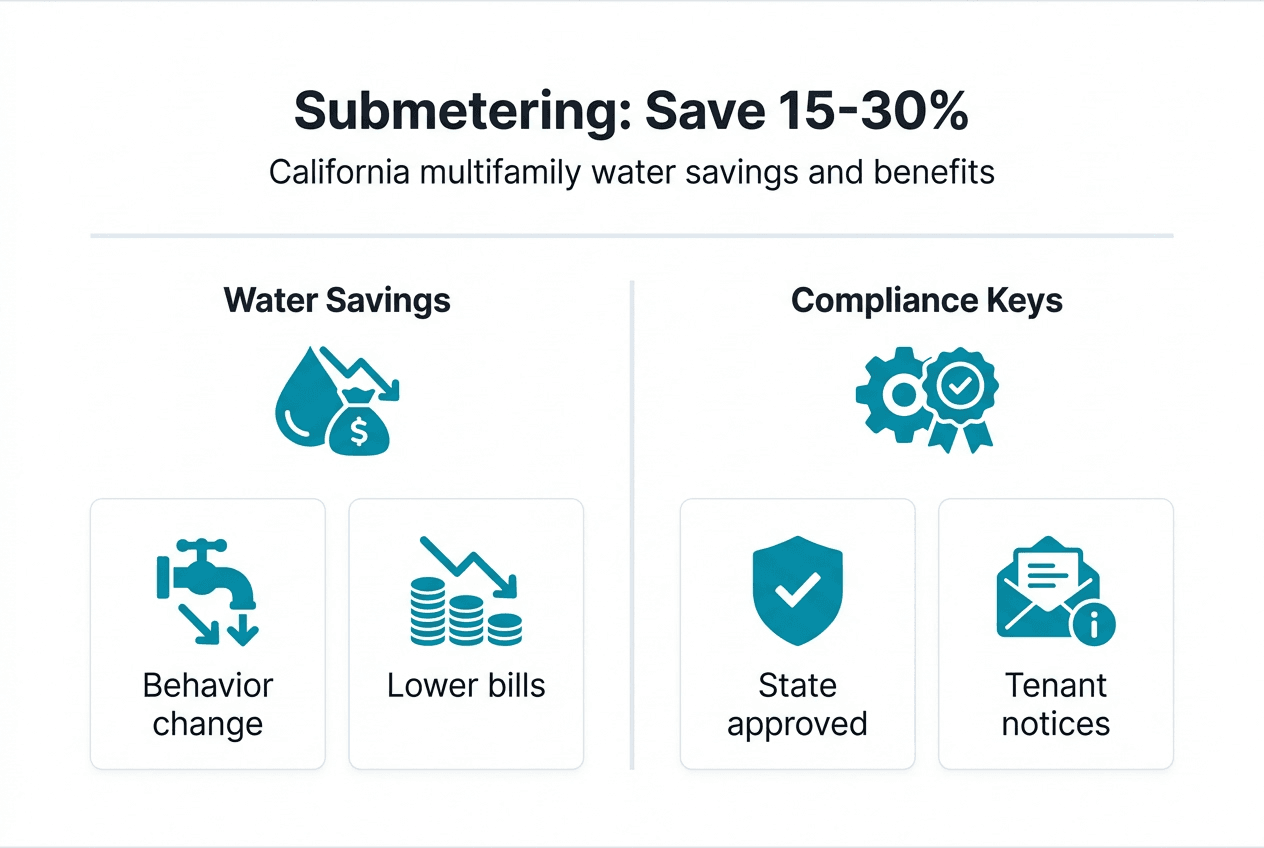 Infographic showing submetering savings and compliance features