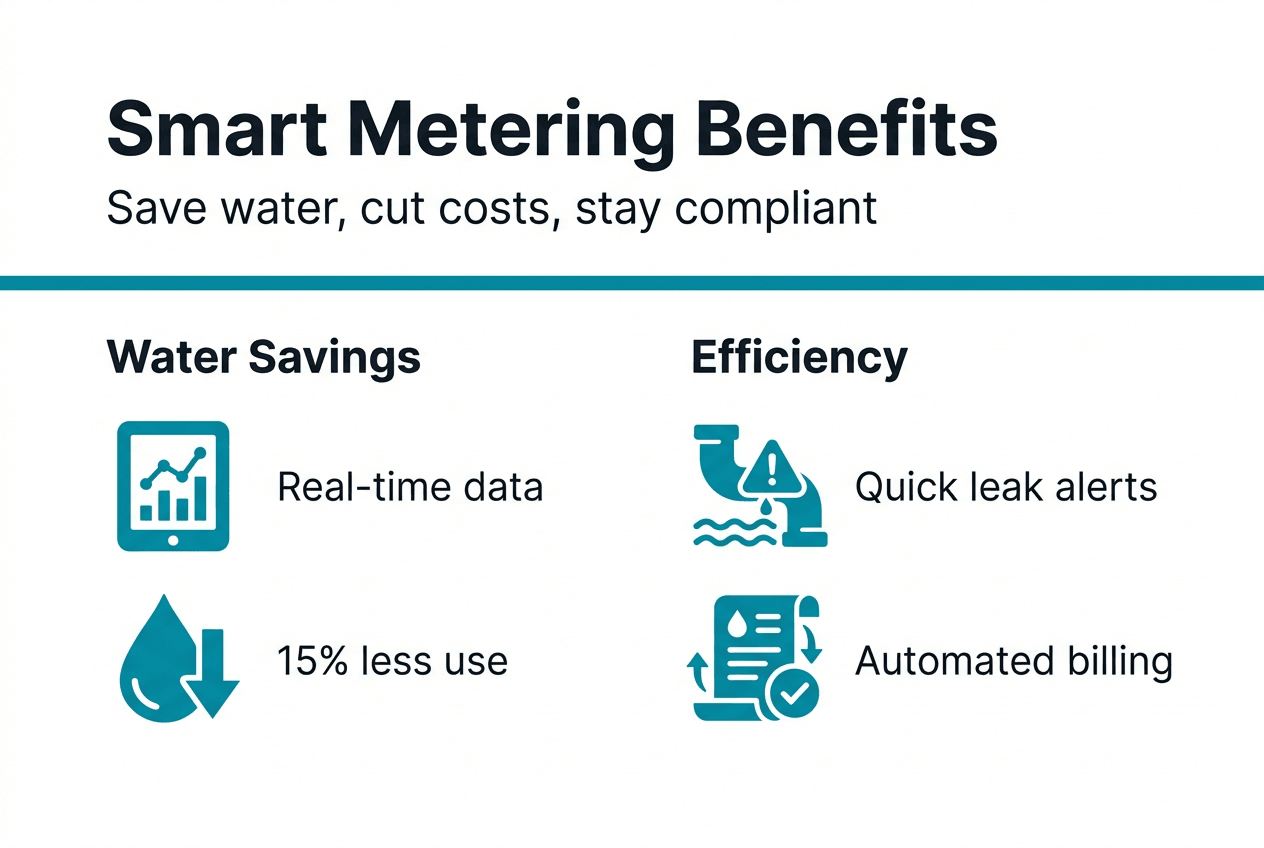 Infographic showing water savings and efficiency points
