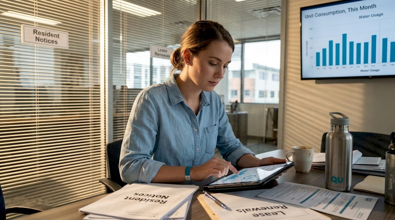 Property manager using app for smart water metering