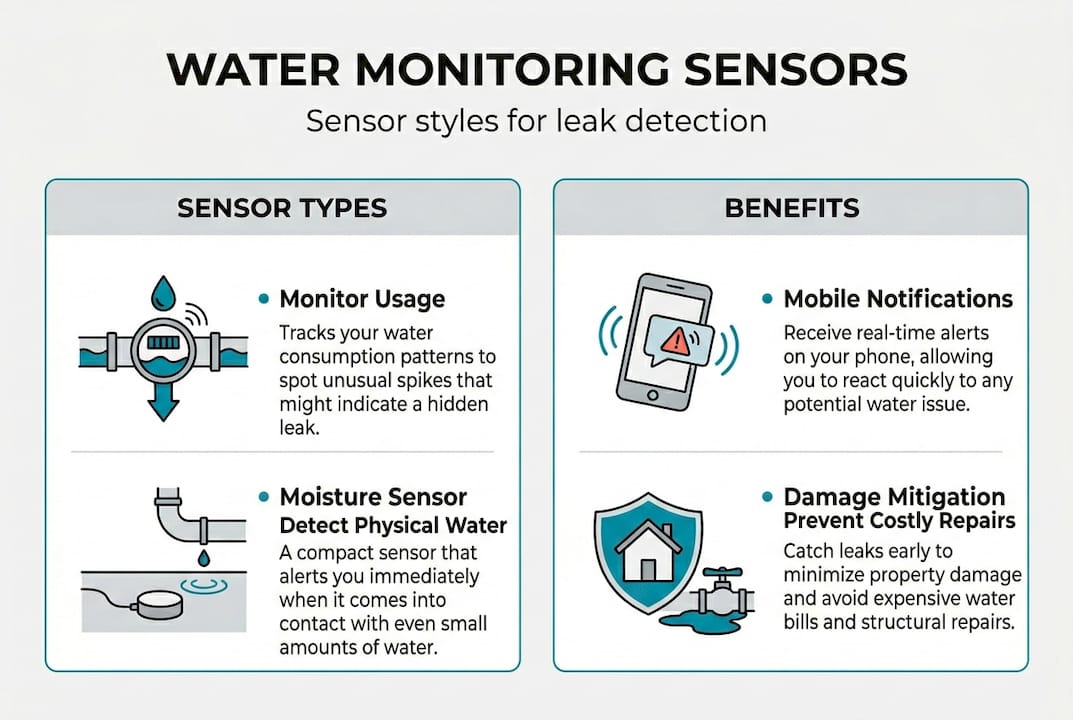 Infographic showing sensor types and benefits