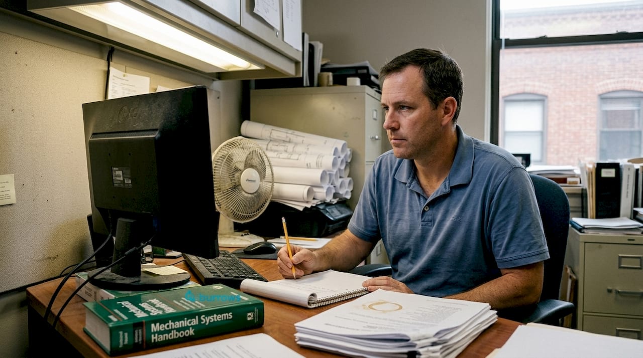 Engineer reviewing water usage analytics