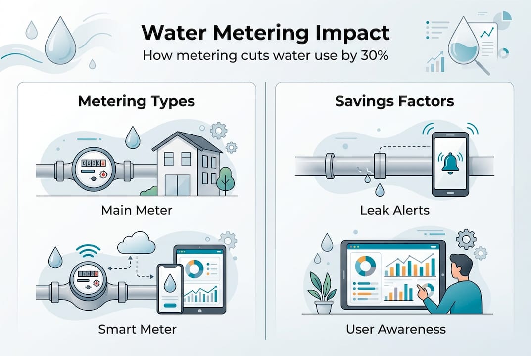 Infographic summarizing water metering savings