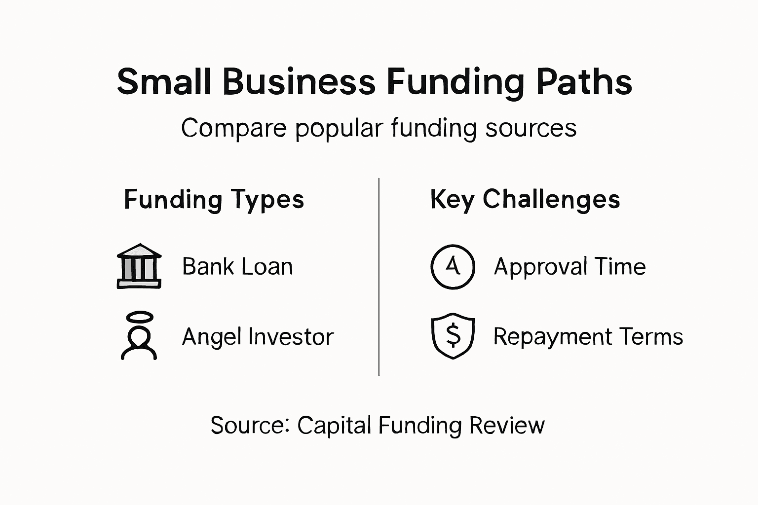 Infographic comparing funding types and challenges