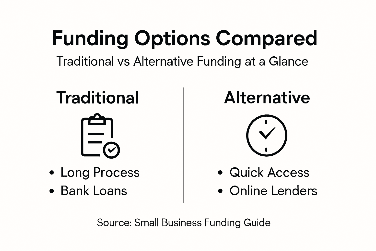 Infographic comparing small business funding types