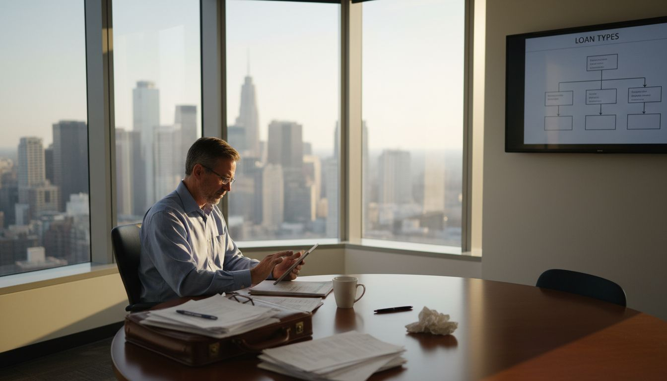Business owner reviewing loan types flowchart