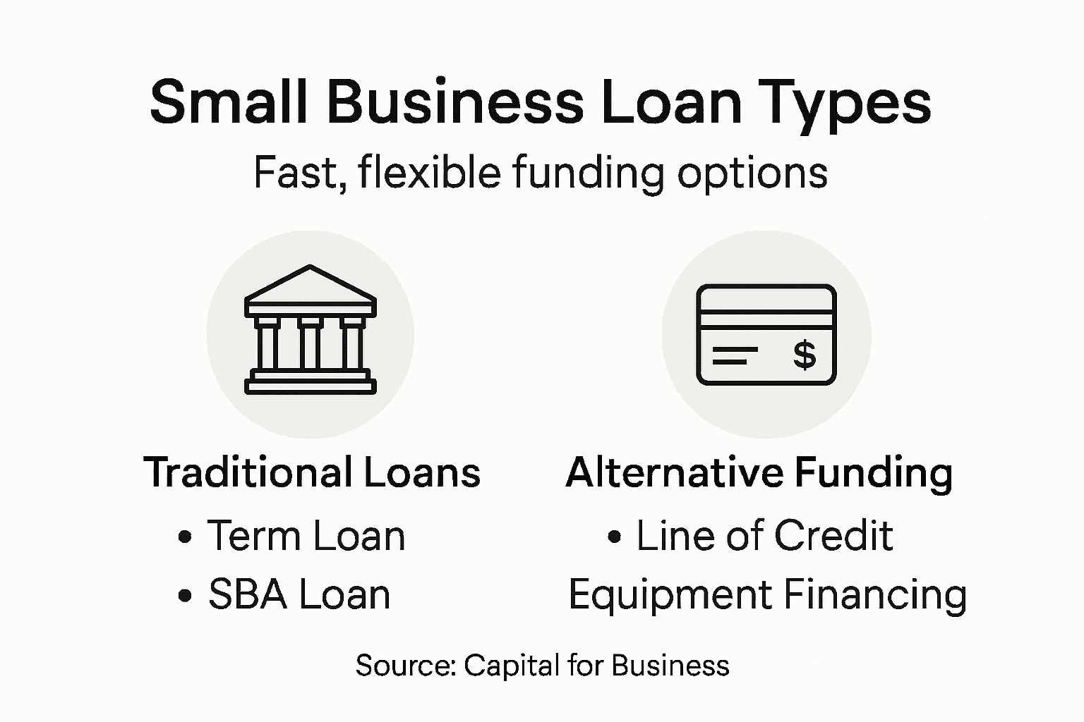 Infographic comparing small business loan types