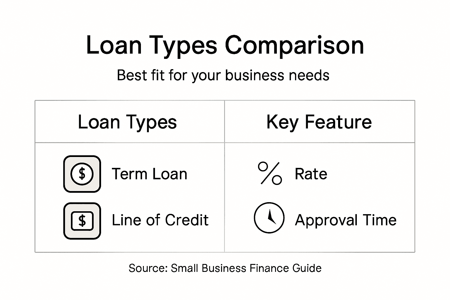 Infographic comparing loan types and features
