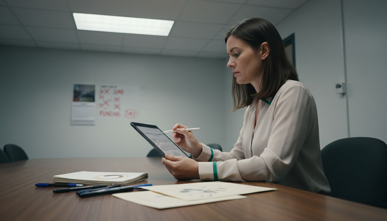 Manager signing funding approval contract