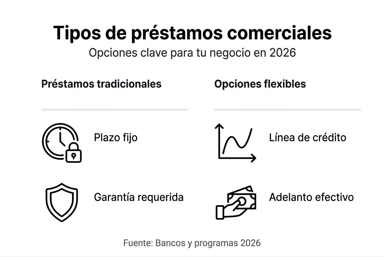 Infografía sobre los principales tipos de préstamos comerciales