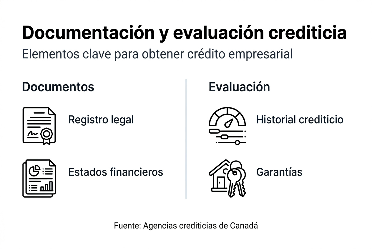 Guía visual sobre los requisitos y el proceso de evaluación para solicitar un crédito
