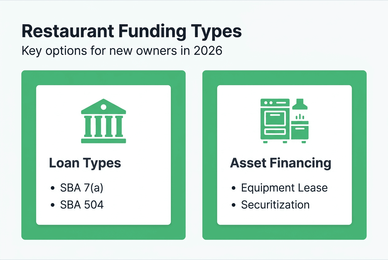 Infographic summarizes main restaurant financing types