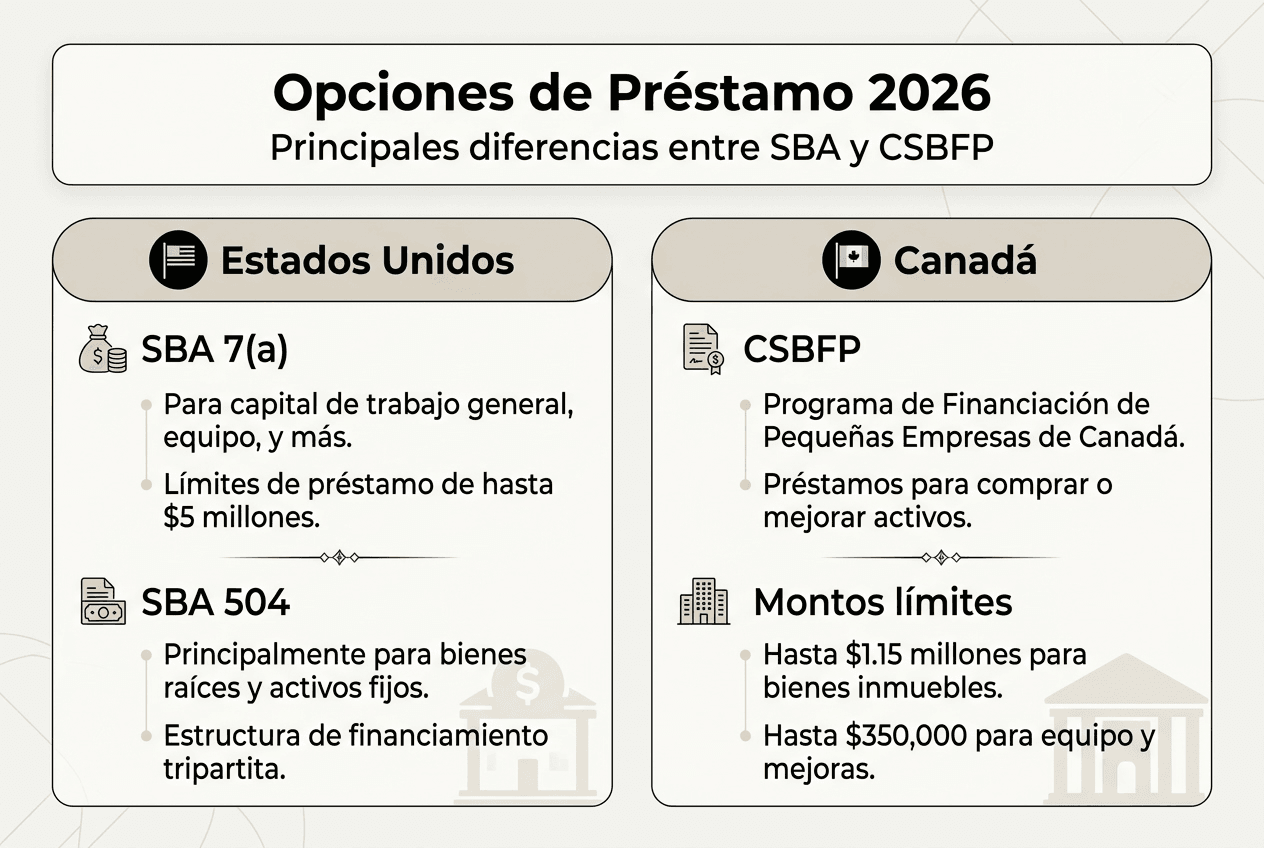 Infografía: ¿En qué se diferencian los préstamos SBA y CSBFP?