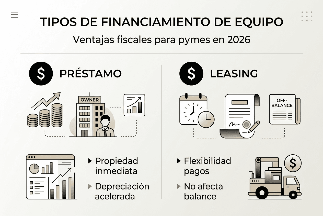 Infografía: opciones de financiamiento para adquirir equipos en pequeñas y medianas empresas