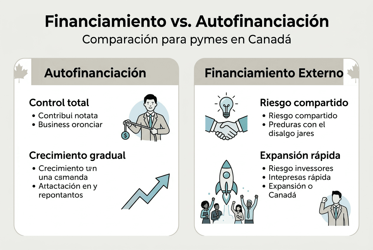 Infografía sobre las diferencias entre financiar tu proyecto con recursos propios o buscar apoyo externo