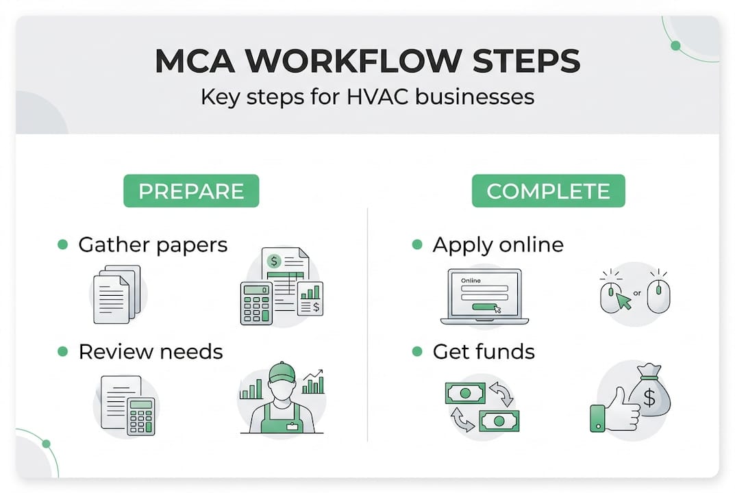 Infographic showing MCA workflow steps for HVAC