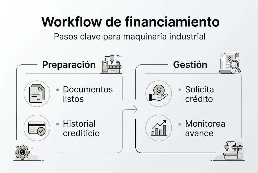 Infografía con los pasos esenciales del proceso de financiamiento