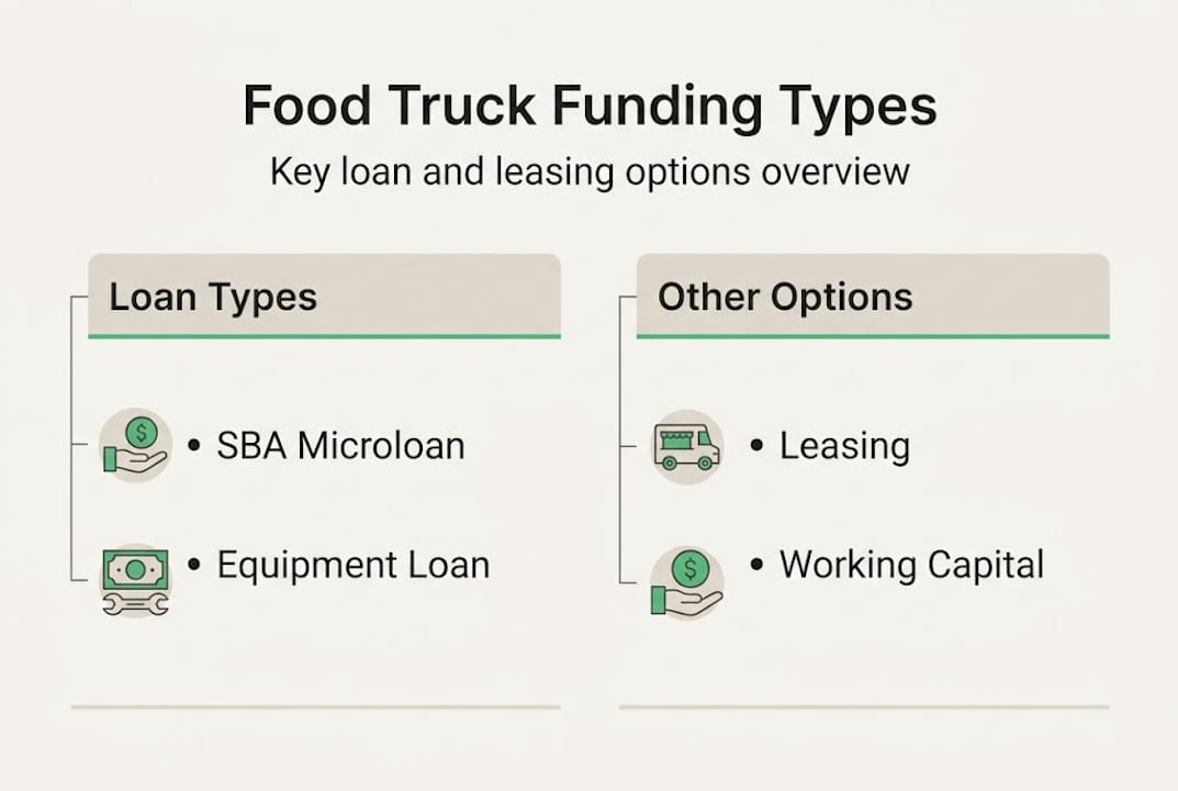 Infographic summarizing main food truck funding types