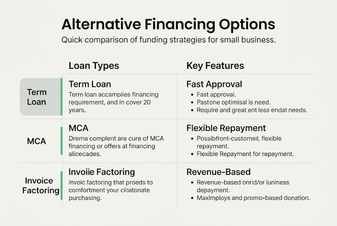 Infographic comparing alternative financing types