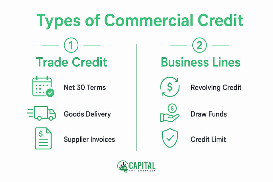 Infographic illustrating types of commercial credit