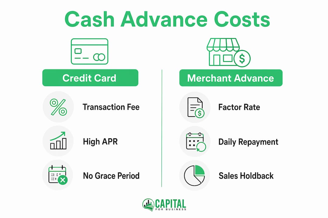 Infographic comparing cash advance costs categories