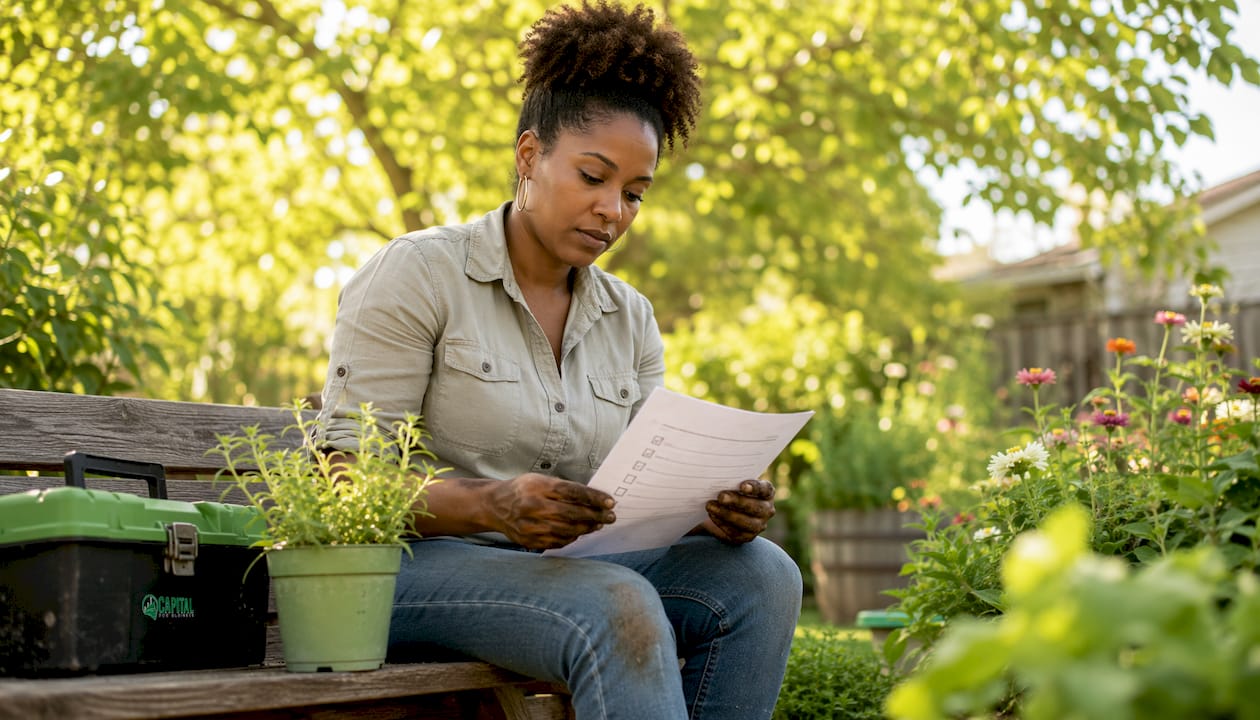 Hands holding a microloan eligibility checklist outdoors