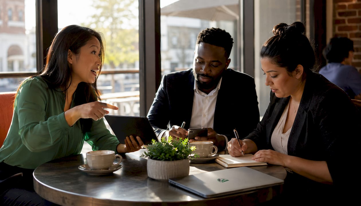 Professionals comparing lenders for restaurant funding