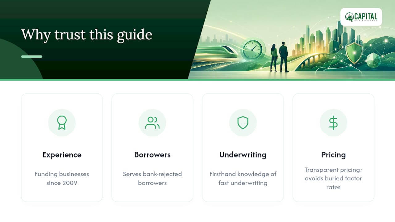 Why Trust This Guide, and How Capital for Business Fits In — overview diagram