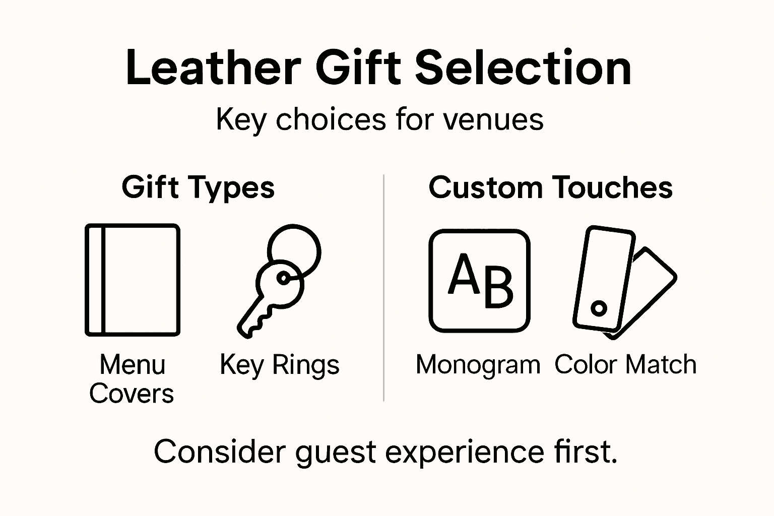 Infographic selecting luxury leather gifts features