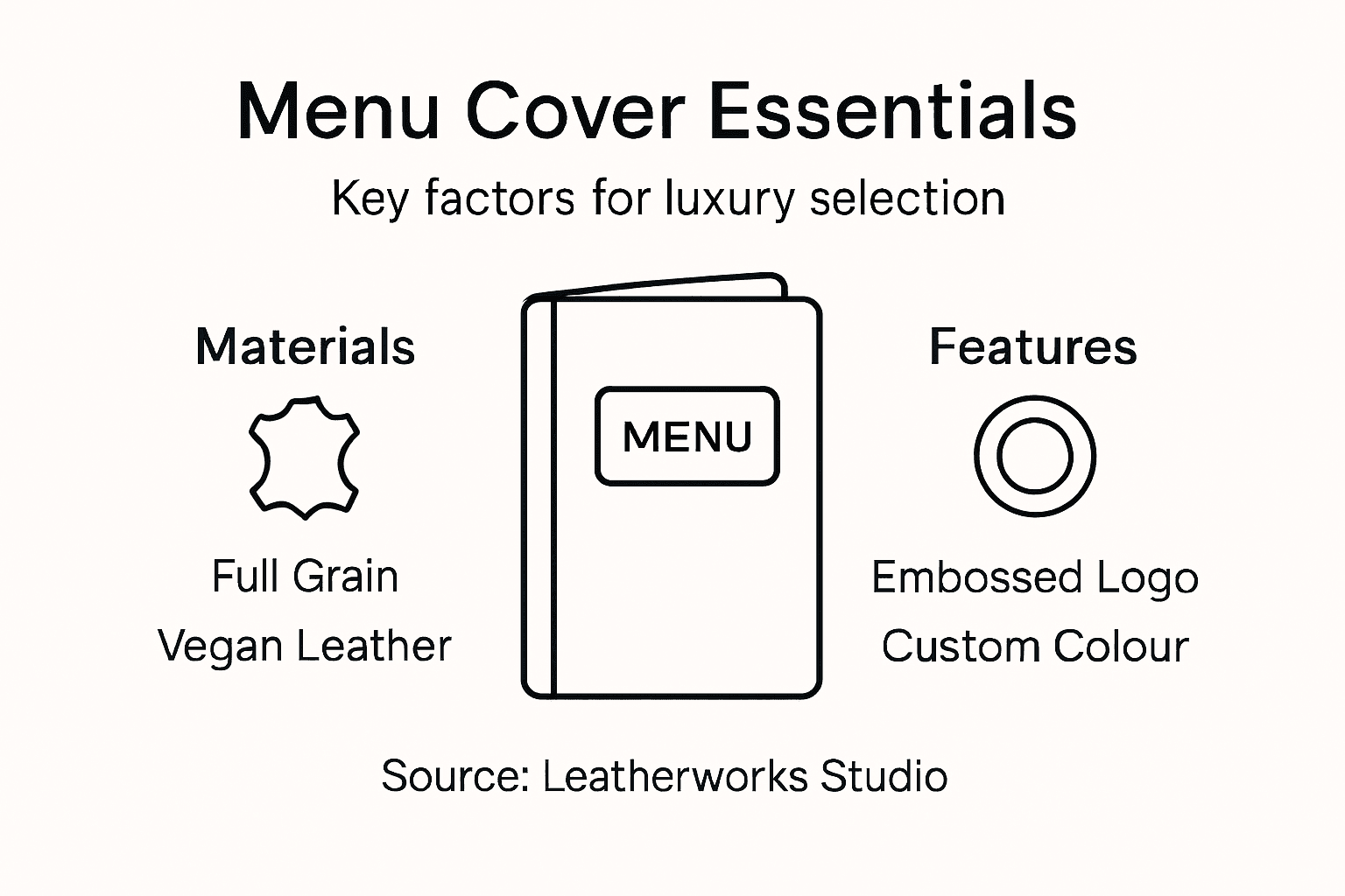 Infographic showing essentials of luxury menu covers