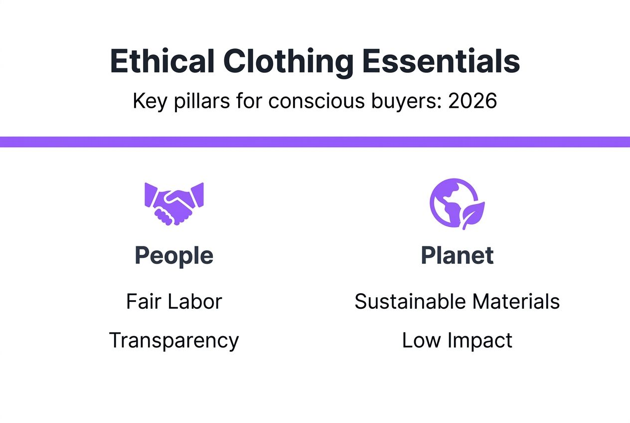Infographic on main pillars of ethical clothing