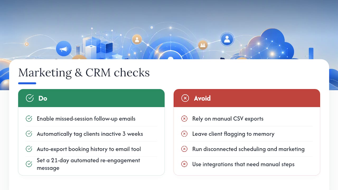 Does Your Scheduling Tool Talk to Your Marketing and CRM Setup? — overview diagram
